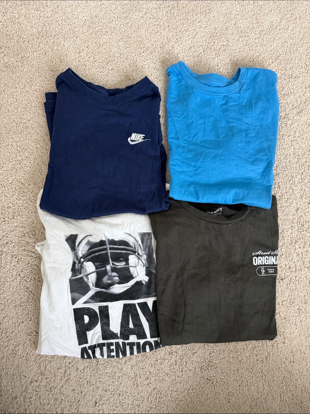 Nike Navy Short Sleeve Tee with White Swoosh - Kids